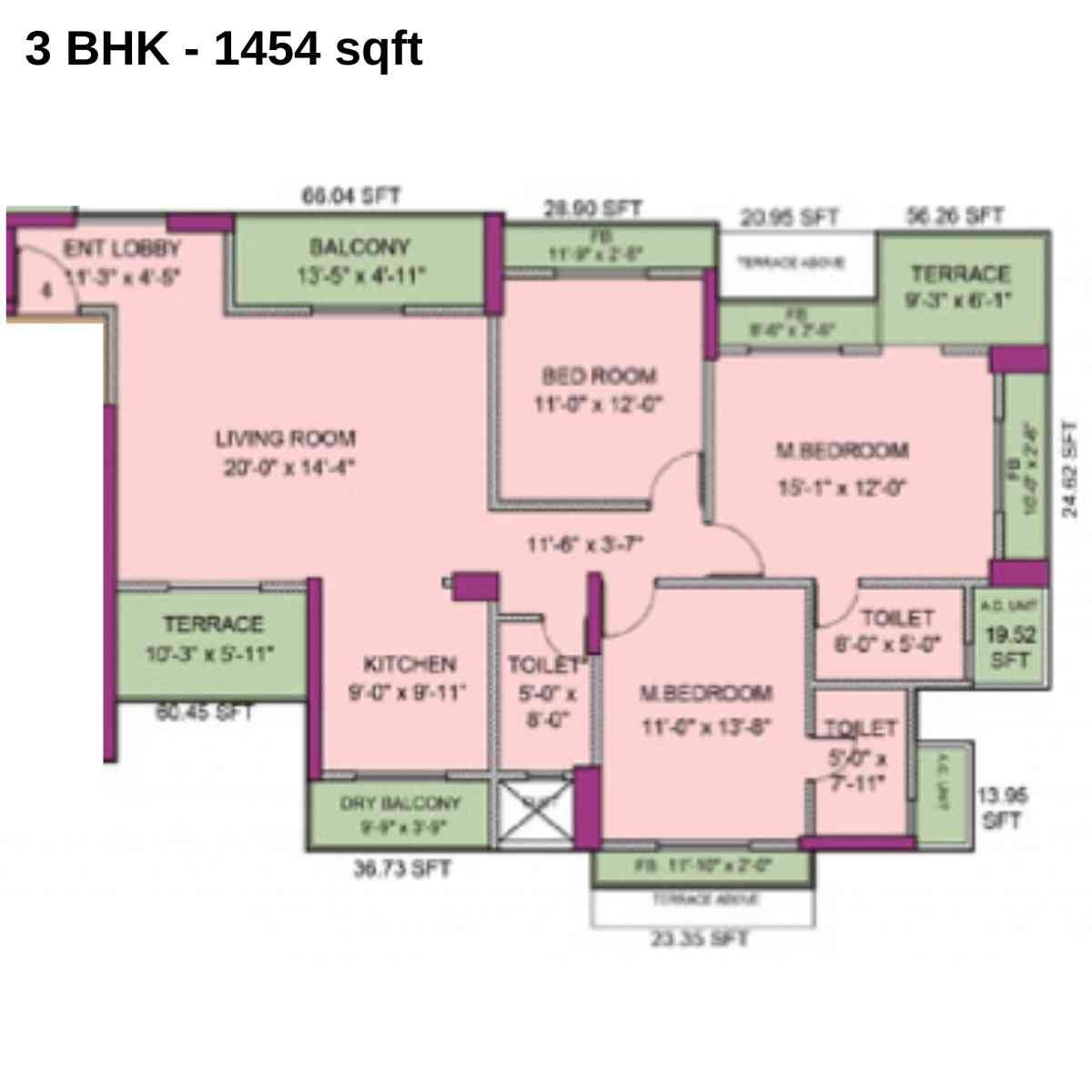 Newa-Bhakti-Park-Floor-Plan-A-B-Wing-Odd-3-BHK-1454-sqft